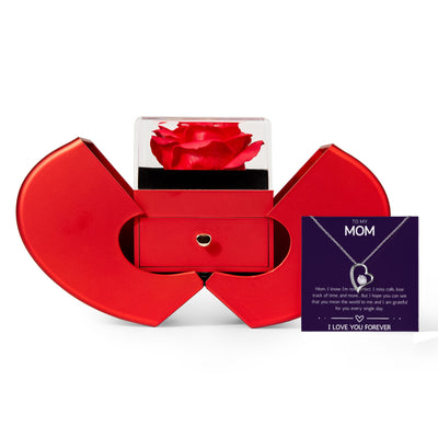 Forever Love Necklace with Red Heart Rose Box - To My Mom